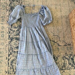 Hill House Blue Checkered Maxi Dress